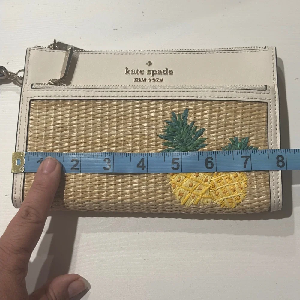 Kate Spade Wristlet‎ Clutch Straw Pineapple Applique Zip Pouch